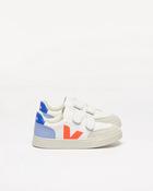 Small V-12 Leather White Multico Orange Fluo