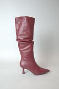 Mar Knee High Boots in Ruched Burgundy Leather