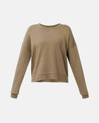 After Class Crop Sweatshirt in Khaki Brown