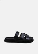 Mindy Flat Sandal in Black Leather