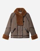 Olinka Padded Parka with Faux Fur Collar in Brown image