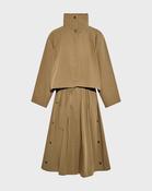 Oversized Maxi Cotton Coat in Beige image