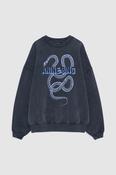 Harvey Crew Sweatshirt Snake in Washed Black