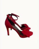 Ingal Bow Detail Ankle Strap Sandal in Red Suede