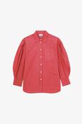 Oxford Stripe Pleated Sleeve Shirt in High Risk Red