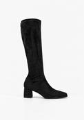 Yasmine Knee-High Suede Boot with Low Block Heel in Black image