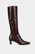 Knee-High Croc-Embossed Kitten-Heel Boot in Brown image