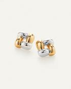 Medium Woven Square Earrings in Gold image