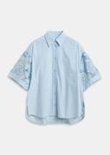 Kali Oversized Short-Sleeve Shirt with Lace Inserts in Blue image