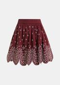 Karter Embroidered Skirt in Burgundy