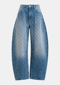 Katsu Diamond-Stitched Barrel-Leg Jeans in Blue