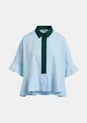 Kaylee Peplum Shirt with Contrast Detailing in Light Aquamarine
