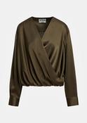 Draped Wrap Top with V-Neck in Green image