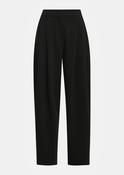 Barrel-Leg Pants with Pleated Waist in Black image