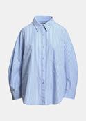 Oversized Striped Shirt with Separate Brooch in Blue and White image