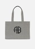 Lara Tote in White and Black Stripe image