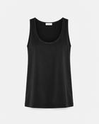 Scoop Neck Silk Sleeveless Top in Black