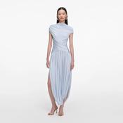 Jersey Gathered Midi Dress in Blue