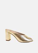 Block Heel Pump in Metallic Gold image
