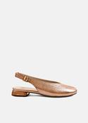 Creased Leather Slingback Mules in Rose Gold image