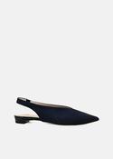 Slingback Pointed Toe Flats in Navy Suede image