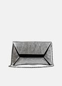 Creased Leather Shoulder Bag in Silver/Black image