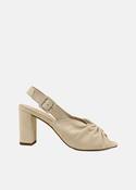 Creased Velour Block Heels in Taupe image