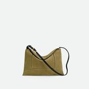 Penelope Suede Slouch Bag in Khaki / Black image