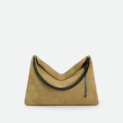 Penelope Suede Tote  Bag in Khaki  / Black image