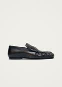 Aven Vintage Effect Leather Loafers in Brown image