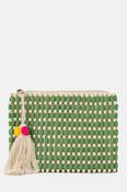 FULLAH SUGAH Green Print Clutch with Tassel