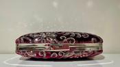 Fabucci Burgundy Printed Velvet Box Clutch Bag image