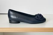 GABOR Navy  Leather Ballerina Shoe with Bow Amy