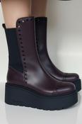 MARCO MOREO Burgundy Leather Platform Ankle Boot MARLENE image