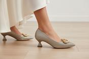 MARIAN Gold Shimmer Kitten Heel Shoe