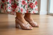MARIAN Nude Leather Ruched Sandal 53402
