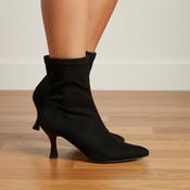 MISS ELASTIC Black Faux Suede Stretch  Point Toe Ankle Boot 78039 image