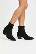 MISS ELASTIC Black Faux Suede Stretch  Point Toe Ankle Boot 75376 image