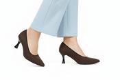 MISS ELASTIC Brown Faux Suede V-Cut Shoe 79057