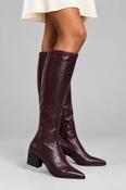 MISS ELASTIC Burgundy Faux Leather Knee High Sock Boot 78150 image