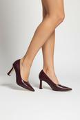 Marian Burgundy Leather V-Cut Heeled  Shoe image
