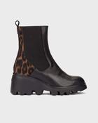 WONDERS Black Leather &amp; Leopard Wedge Ankle Boot G-7032 image