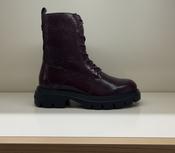 WONDERS Burgundy Print Leather Laced Ankle Boot A-4313 image