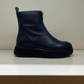 WONDERS Navy Leather Zip Wedge Ankle Boot A-5202 image