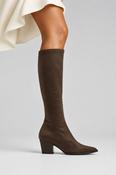 MISS ELASTIC Brown Faux Leather Knee High Sock Boot 78150 image