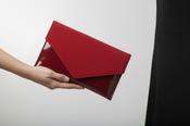 Fabucci Burgundy Suede and Patent Envelope Clutch Bag