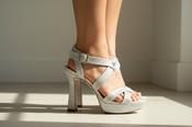 MARIAN Silver Shimmer Platform Sandals 63906