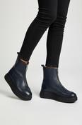 WONDERS Navy Leather Zip Wedge Ankle Boot A-5202 image