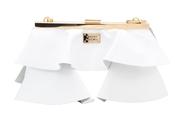 Bottega White Leather Ruffled Handbag