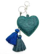 Fabucci Blue Heart With Tassels Bag Charm/Key Ring image